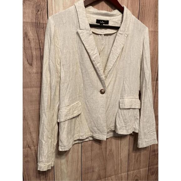 Lulus Small Inspired Element Beige Oversized Blazer jacket top - Picture 4 of 7